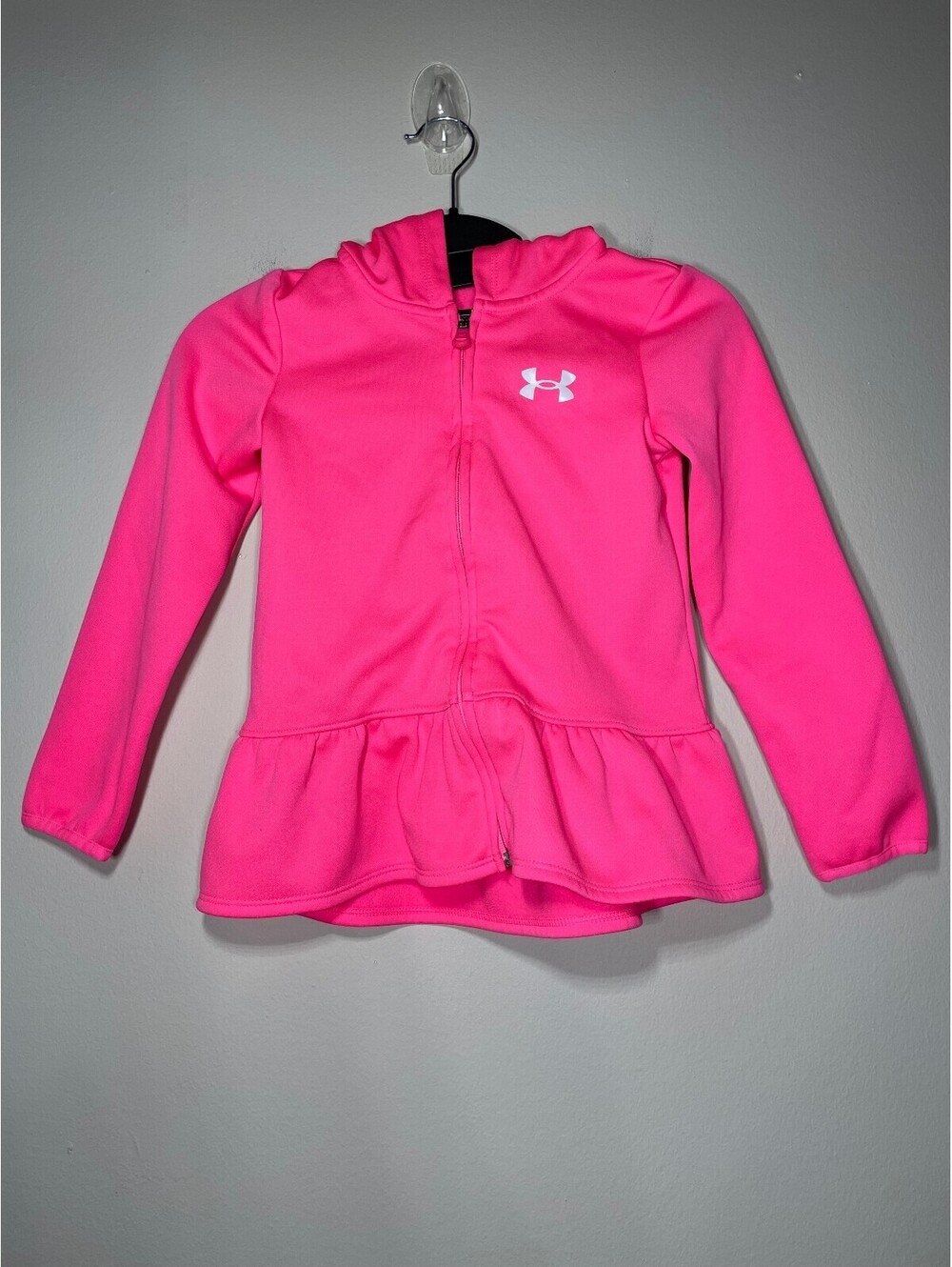 Under Armour Kids Neon PinkRuffle Peplum Hood Track Jacket 6